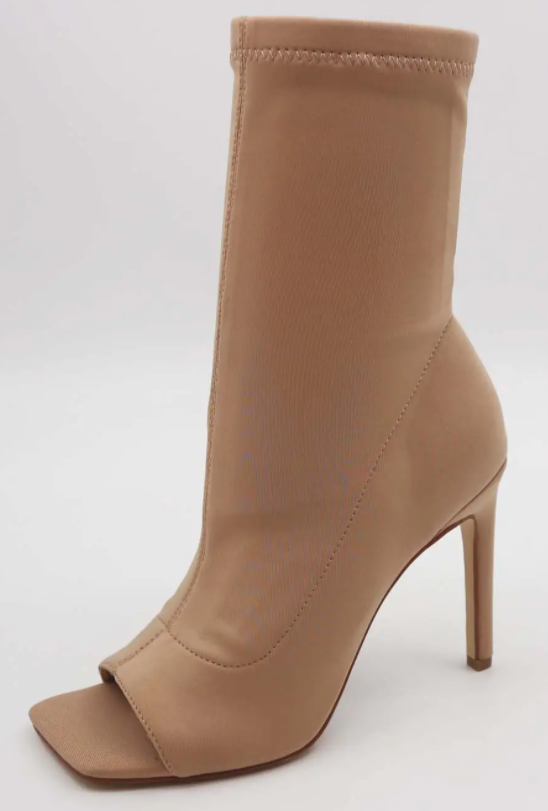 Nude open toe bootie