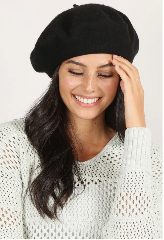 Women's Plain Color Wool Blend Beret Hat