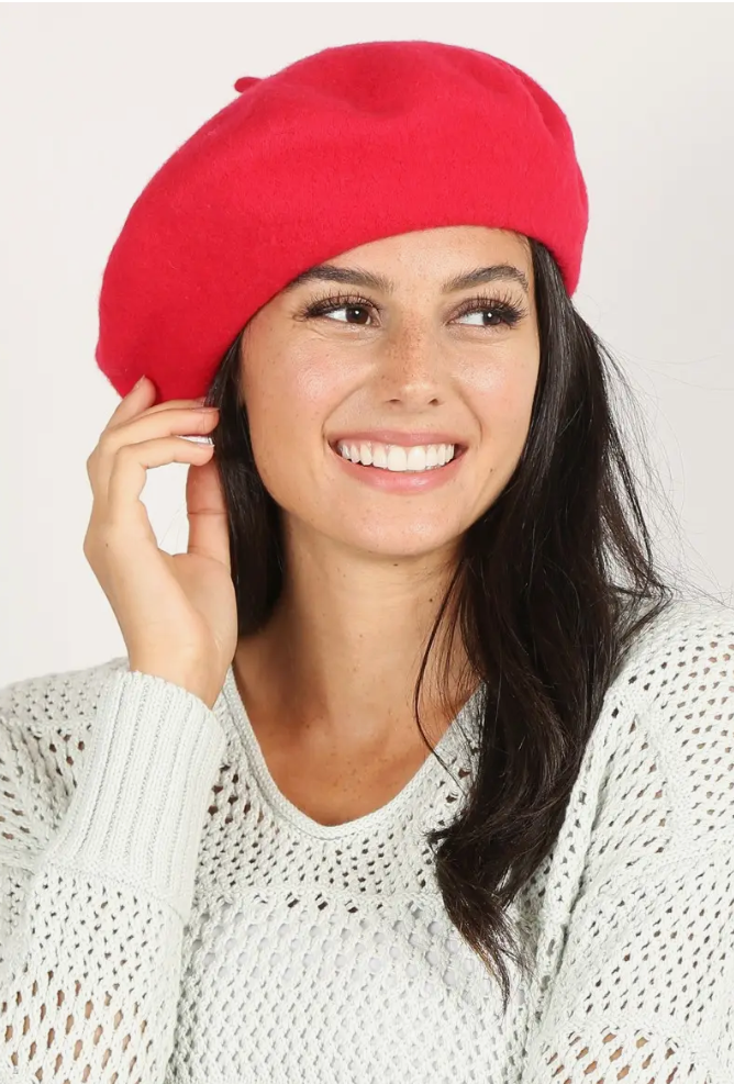 Women's Plain Color Wool Blend Beret Hat